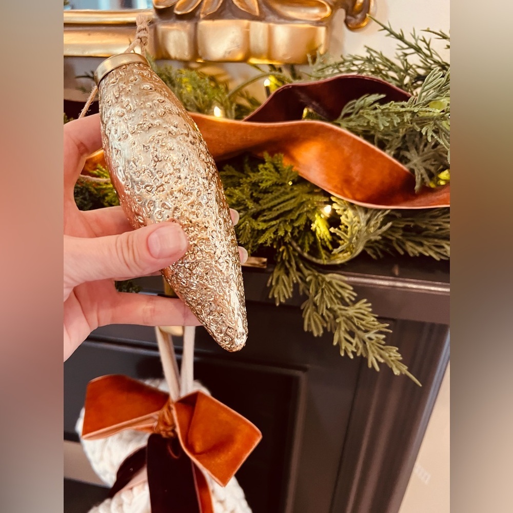 Set of 6 Arhaus textured gold drop ornament.New in box. No longer available